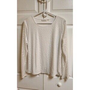 Calvin Klein White Long Sleeve Cheetah Leopard Print Lace Top Size XL